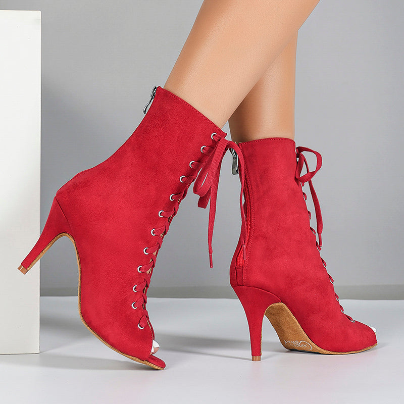DS Women's Suede Customized Dance Heels Boots Salsa Jazz Dance Shoes