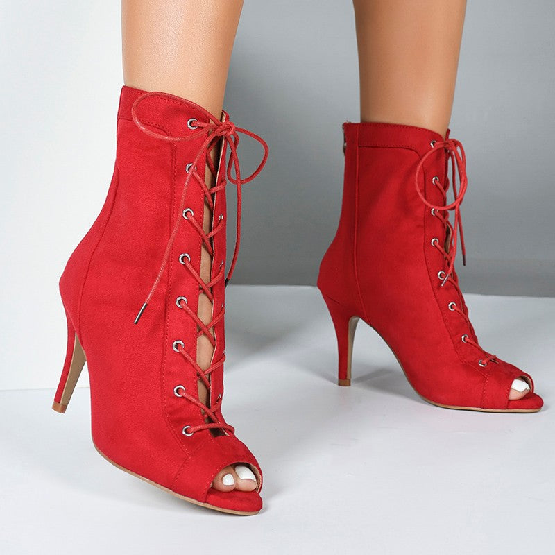 Women's Customized Heel  Suede Heels Lace-up Rubber Sole Dance Boots Dance Boots Jazz Salsa Dance Shoes