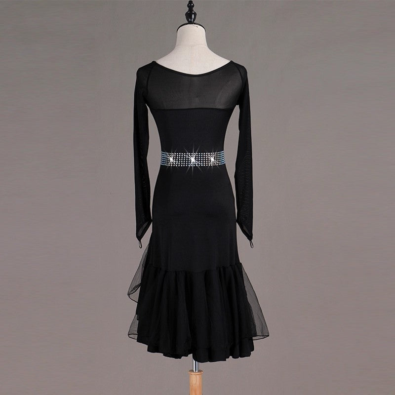 Customisable-Women's Spandex Mesh Latin Dance Dress Rumba Dance Practice Dresses Performance Dresses