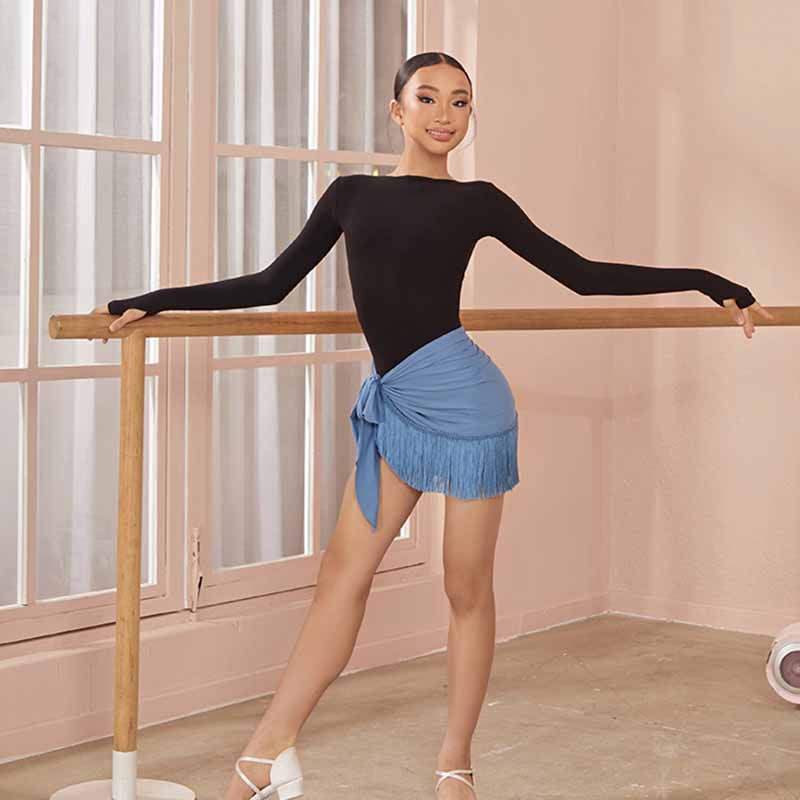 Z Girls Black Long Sleeve Backless Latin Dance Bodysuit Dance Wear