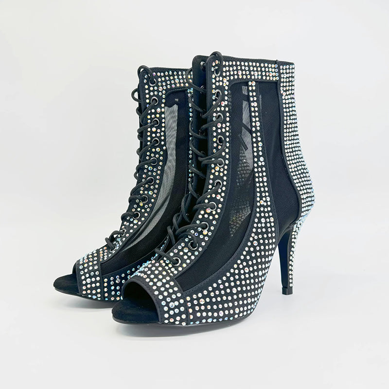 Women's Customized Heel Rhinestone Satin Customized Heels Dance Boots Jazz Salsa Dancing Shoes