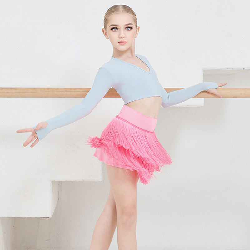 Z Girls Milk Silk Tassel Latin Dance Skirt Dance Wear
