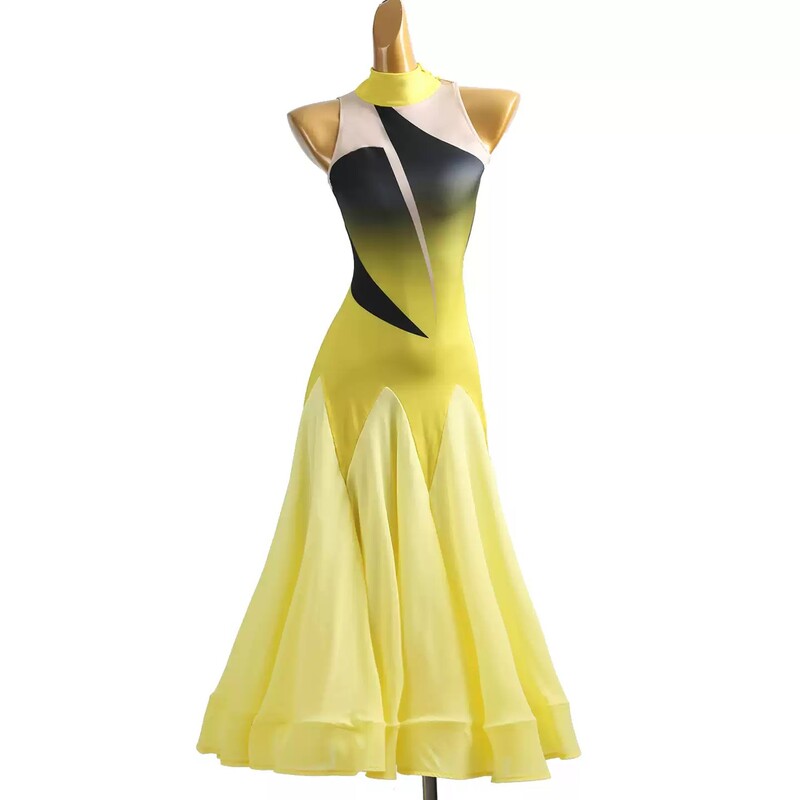 YZY Customisable-Women's Yellow Sleeveless DanceWear Dance Dress Performance Wear