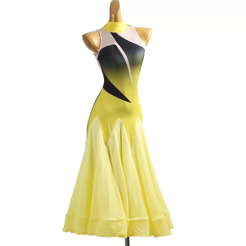YZY Customisable-Women's Yellow Sleeveless DanceWear Dance Dress Performance Wear