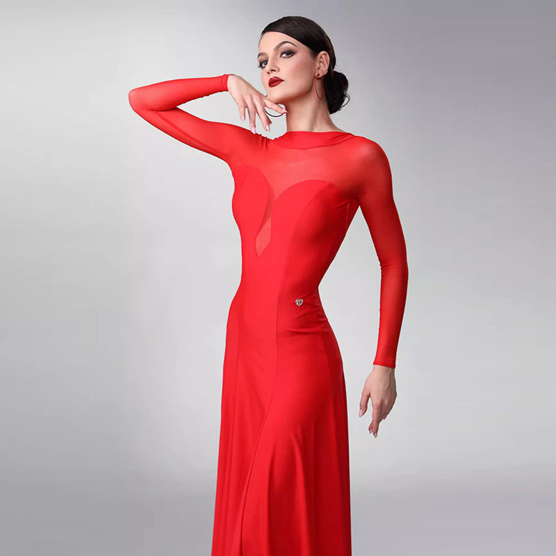 TID Customisable Women's Long Sleeve Dance Dresses Performance Competition Dancewear
