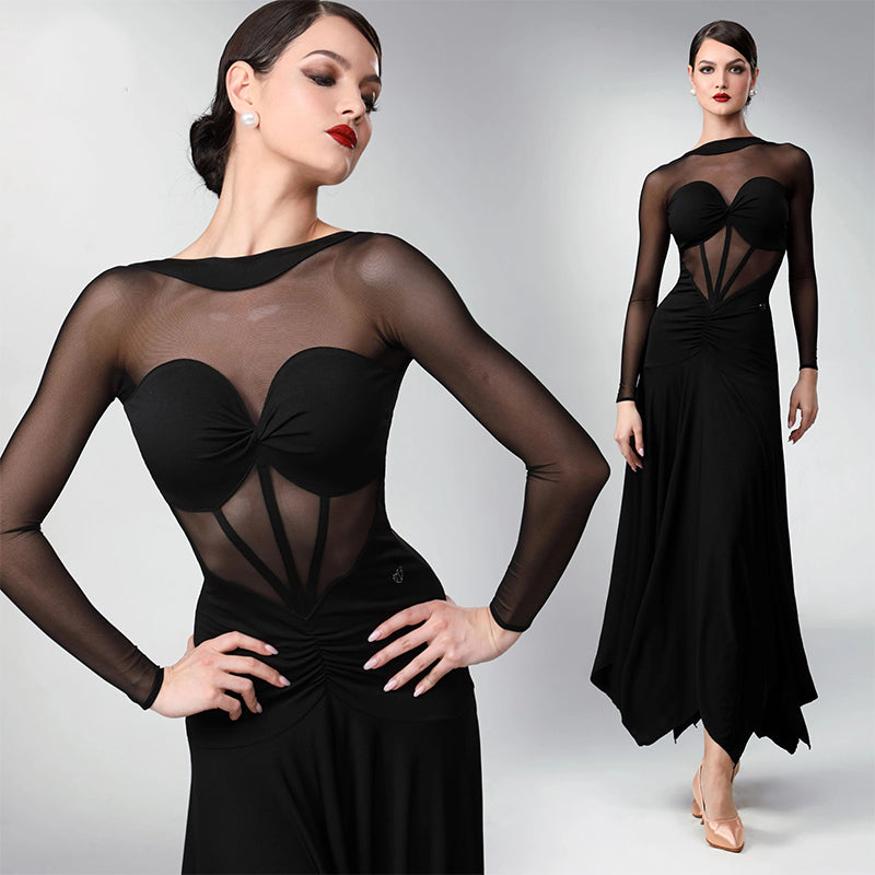 TID Customisable Women's Long Sleeve Dance Dresses Performance Competition Dancewear