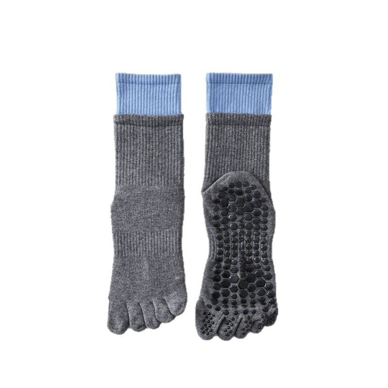 Five-Toe Split Yoga Pilates Knit Cotton Grip Short Socks