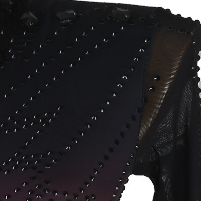 YZY Customisable-Women's Black Long Sleeve Tassel DanceWear Dance Dress Performance Wear