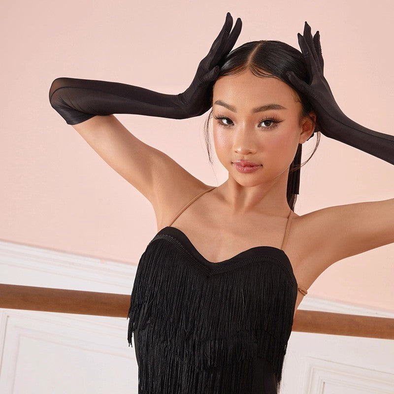 Z Girl's Black Gloves Latin Dance Accessories