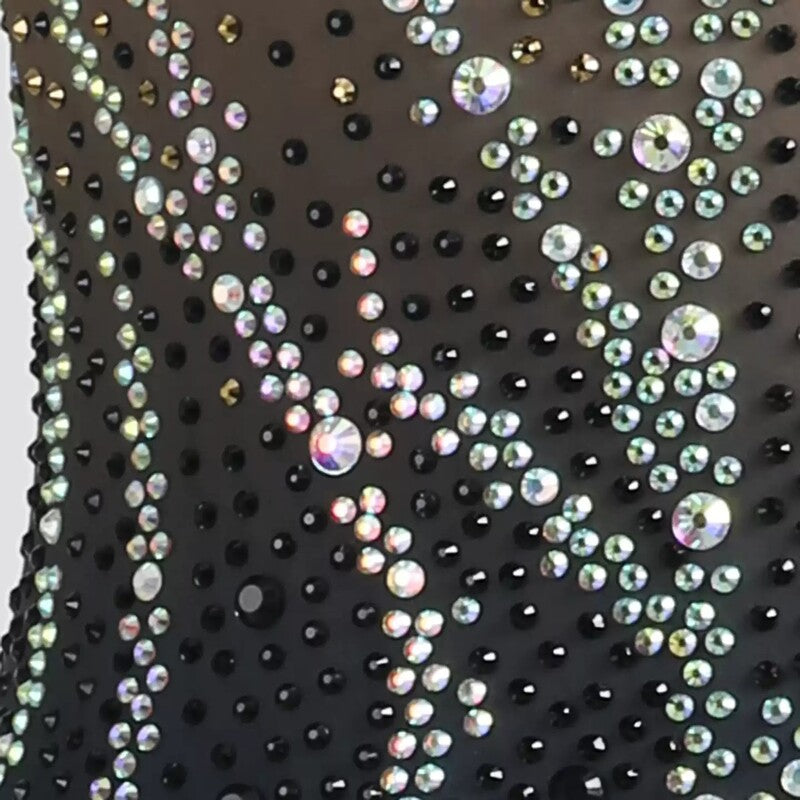 YZY Customisable-Women's Black Sleeveless Tassel DanceWear Dance Dress Performance Wear