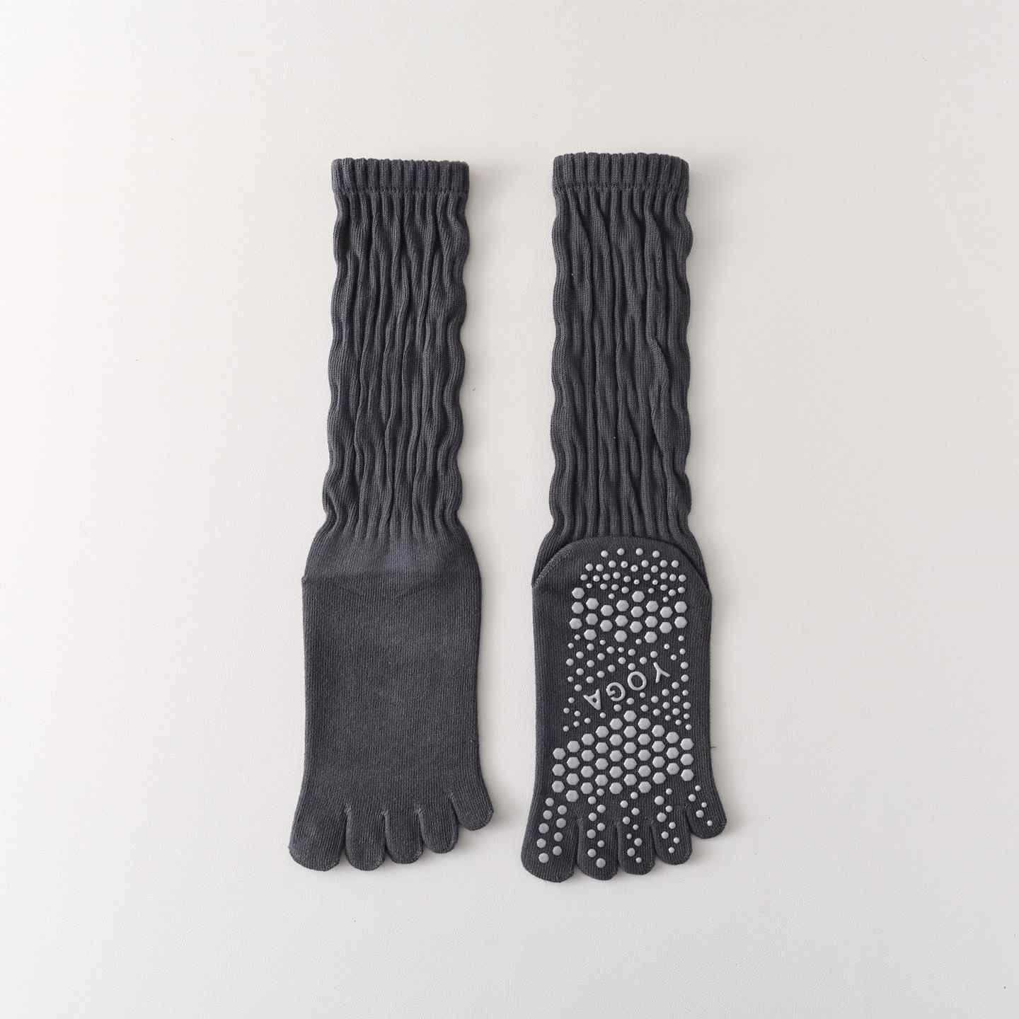 Five-Toe Split Yoga Pilates Knit Cotton Grip Short Socks