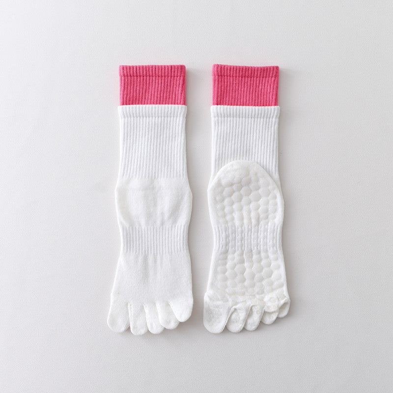 Five-Toe Split Yoga Pilates Knit Cotton Grip Short Socks