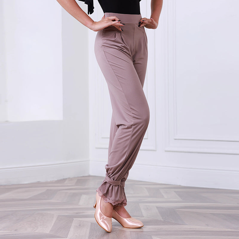 TID Women's Purple High Waist Pants Ballroom Dance Wear Training Performance Pants