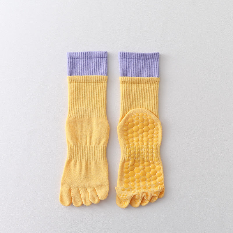 Five-Toe Split Yoga Pilates Knit Cotton Grip Short Socks