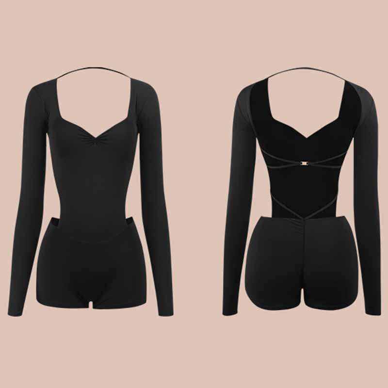 Z Girls Black Long Sleeve  Latin Dance Bodysuit Dance Wear