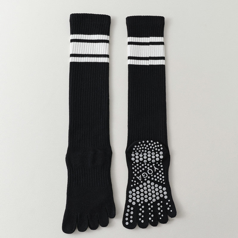 Five-Toe Split Yoga Pilates Knit Cotton Grip Long Socks