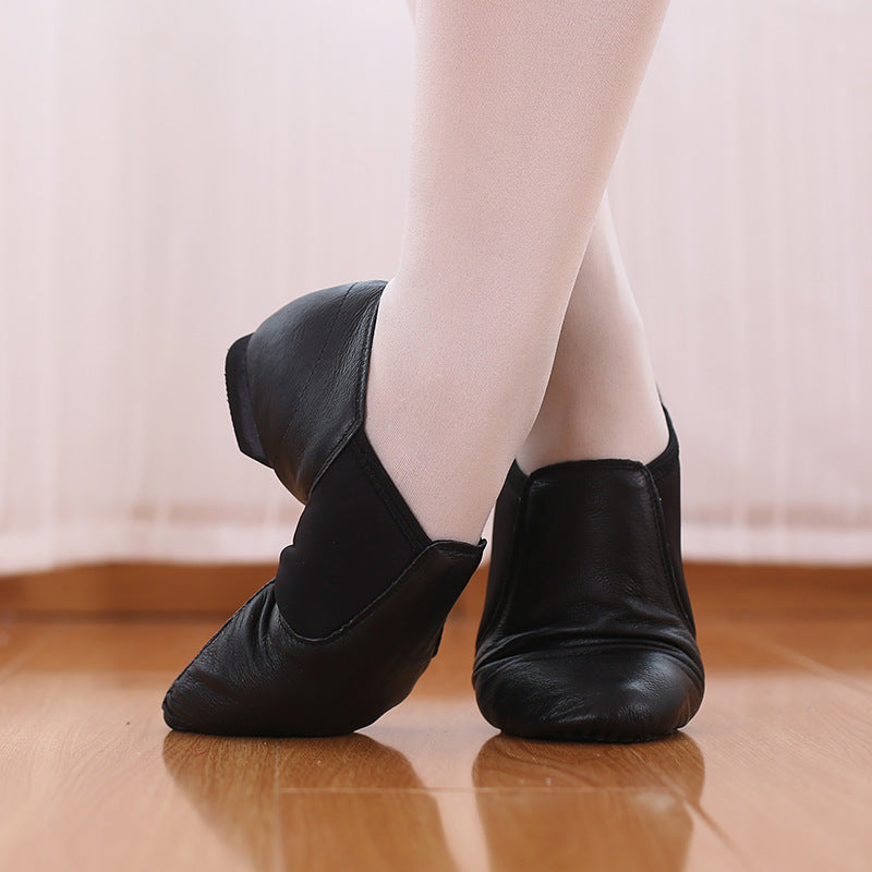 Real Leather Black 0.5 cm Heels Teaching & Practice Shoes Jazz Dance Shoes