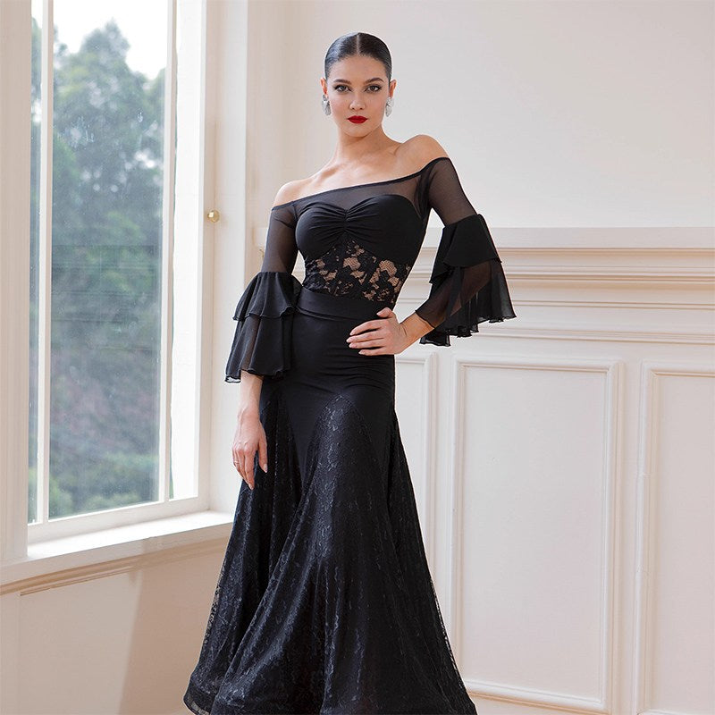 TID Customisable Women's Black Swing Modern Ballroom Waltz Dance Skirts DanceWear