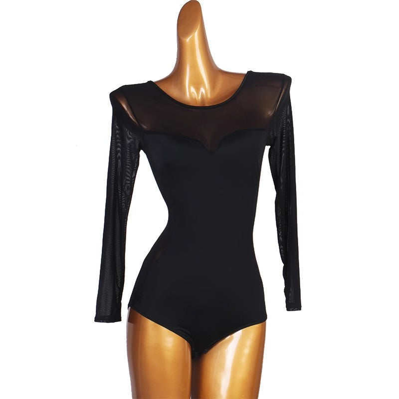 YZY Women's V-neck Long Sleeve Latin Dance Tops Ballroom Dance Wear