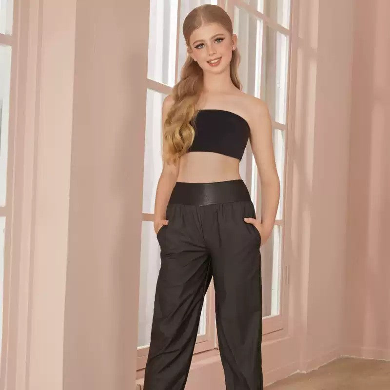 Z Girls Black High Waist Pants Dance Wear Training Performance Pants