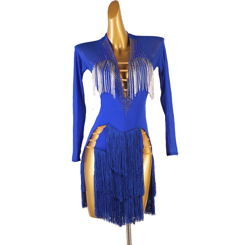 YZY Customisable-Women's Long Sleeve Tassel DanceWear Dance Dress Performance Wear