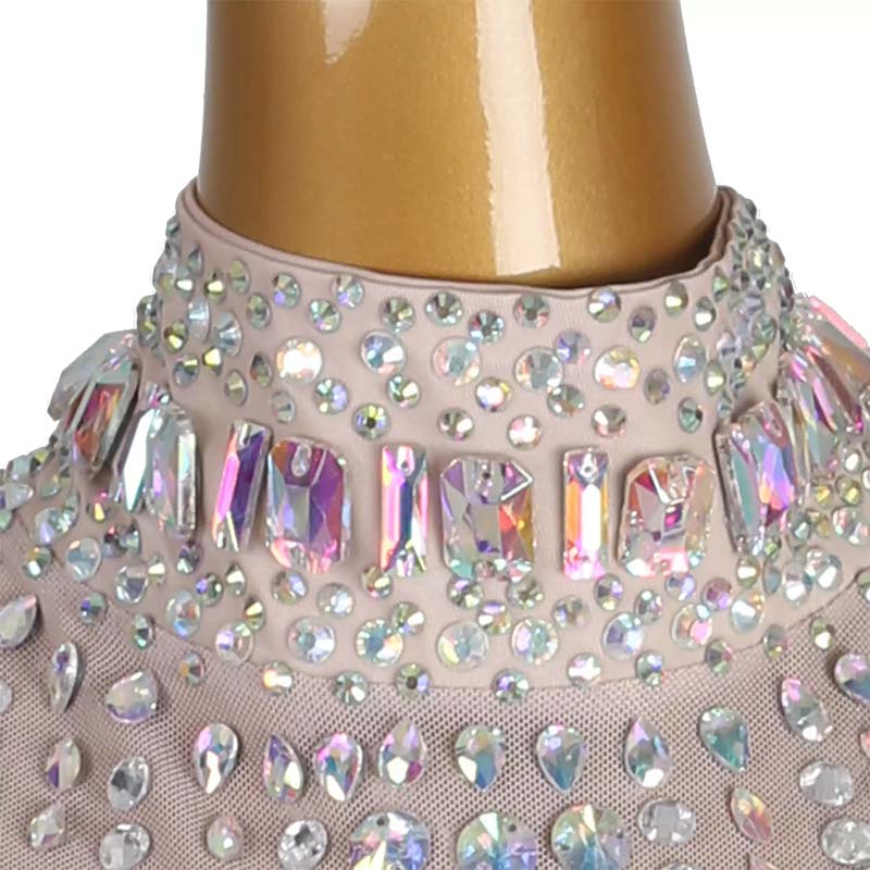 YZY Customisable-Women's Black Long Sleeve Tassel Rhinestone DanceWear Dance Dress Performance Wear