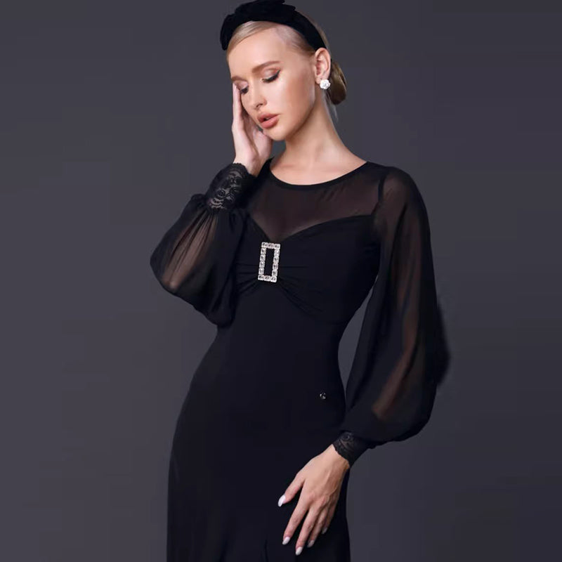 TID Customisable Women's Long Sleeve Dance Dresses Performance Competition Dancewear