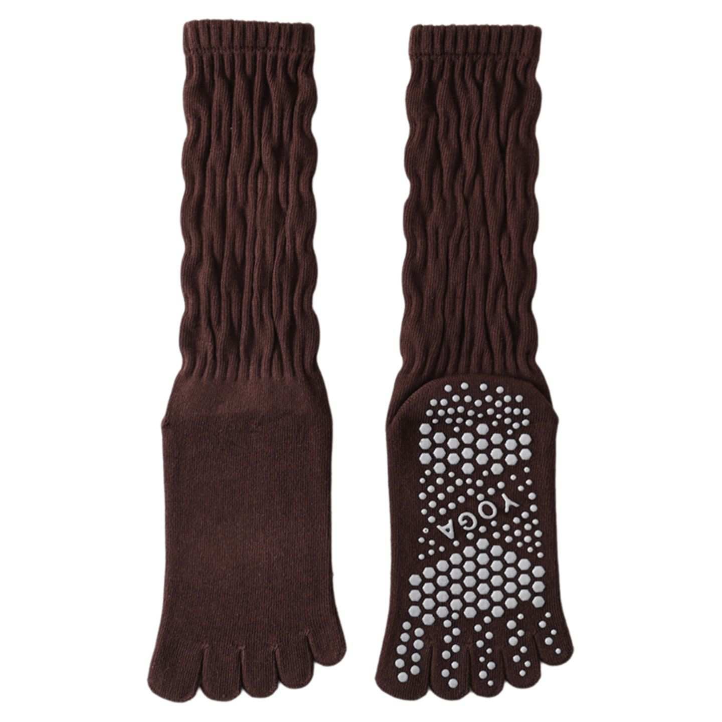 Five-Toe Split Yoga Pilates Knit Cotton Grip Short Socks
