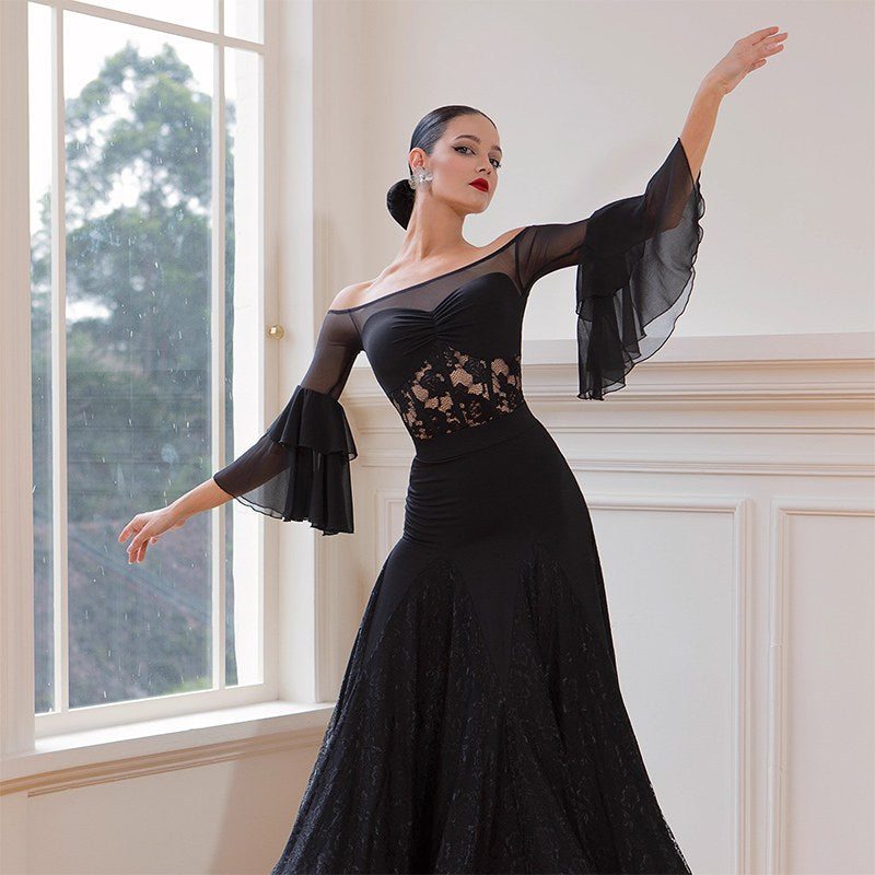 TID Customisable Women's Black Swing Modern Ballroom Waltz Dance Skirts DanceWear