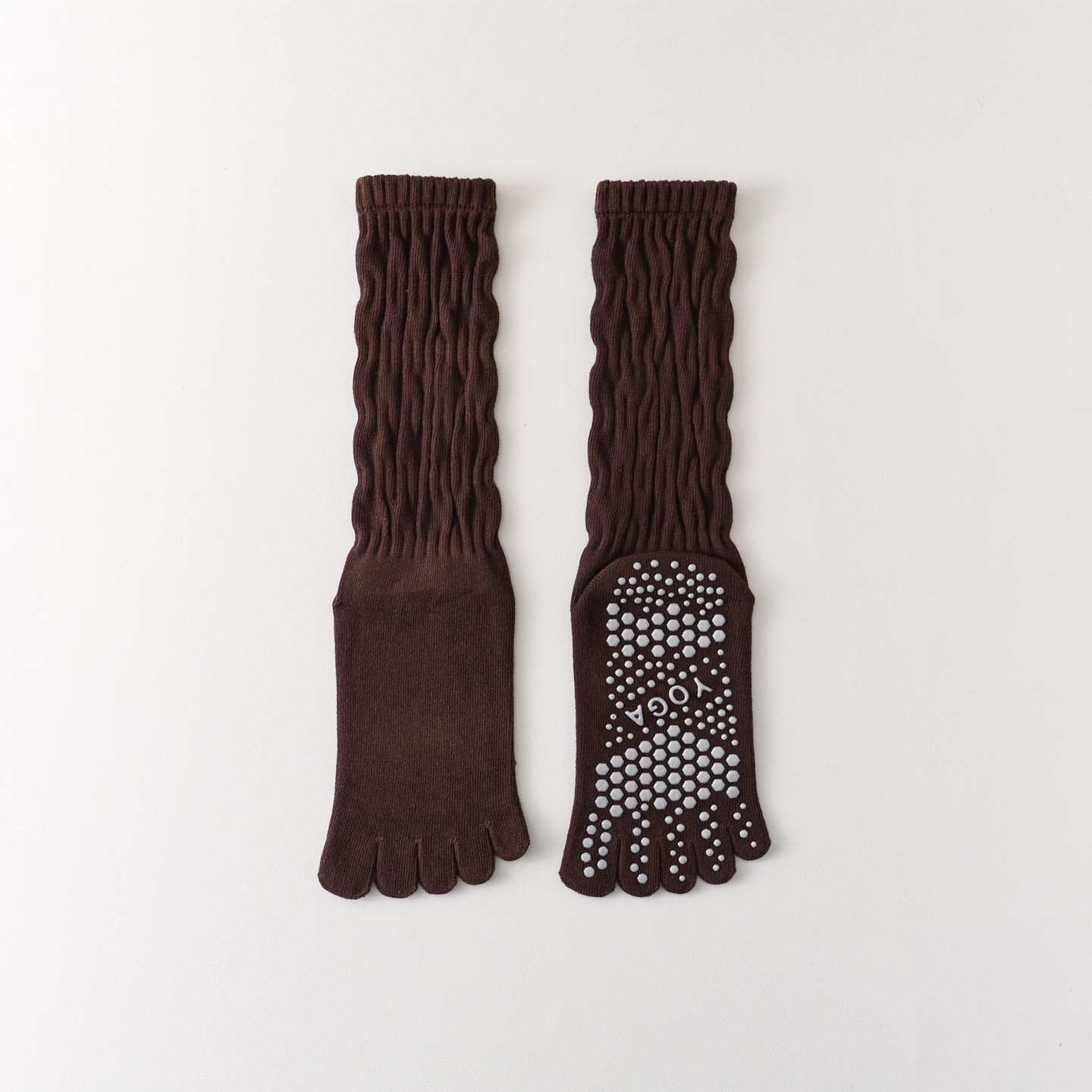 Five-Toe Split Yoga Pilates Knit Cotton Grip Short Socks