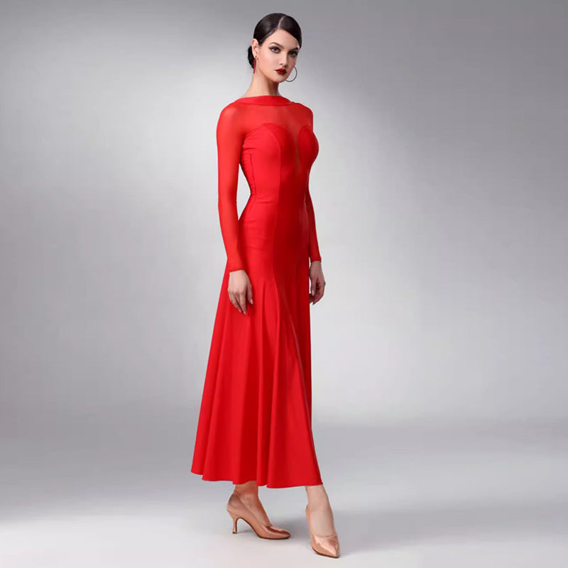 TID Customisable Women's Long Sleeve Dance Dresses Performance Competition Dancewear