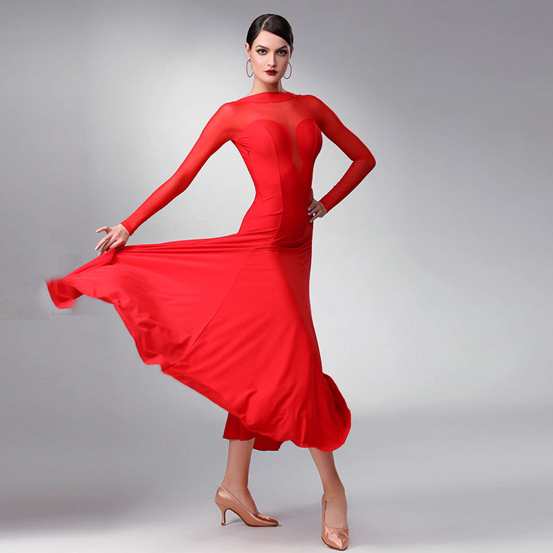 TID Customisable Women's Long Sleeve Dance Dresses Performance Competition Dancewear
