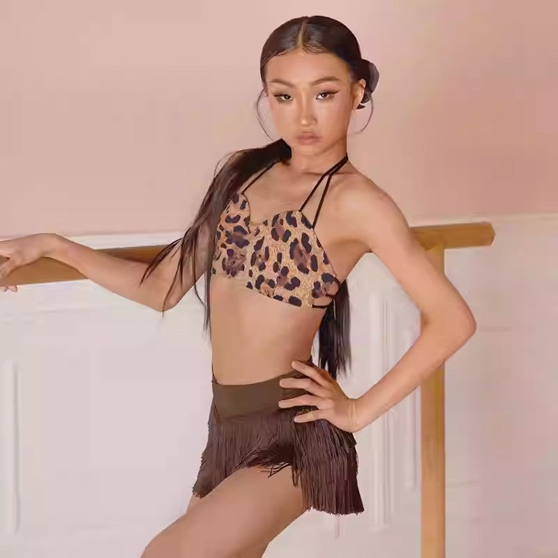 Z Girls Latin Dance Tops Dance Wear Training Performance(Without Flower)