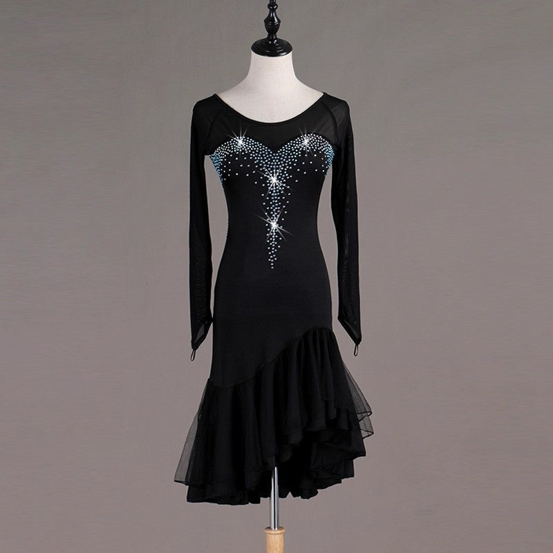 Customisable-Women's Spandex Mesh Latin Dance Dress Rumba Dance Practice Dresses Performance Dresses