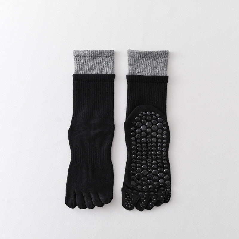Five-Toe Split Yoga Pilates Knit Cotton Grip Short Socks