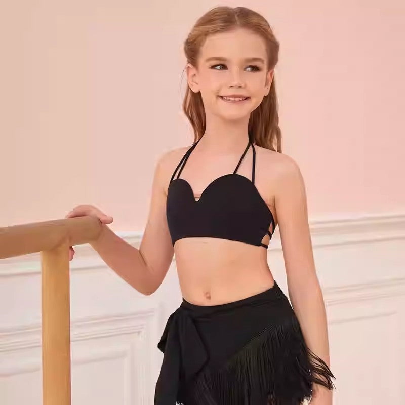 Z Girls Latin Dance Tops Dance Wear Training Performance(Without Flower)