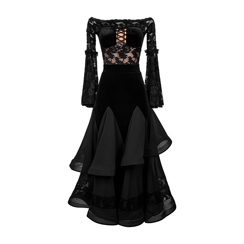TID Customisable Women's Black  Ballroom Bodysuit Dance Tops Dance Wear