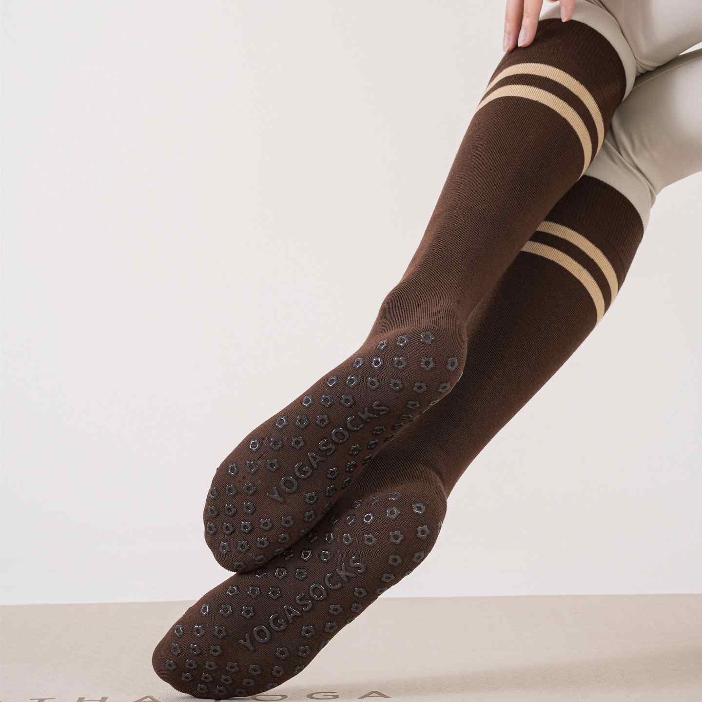 Yoga Pilates Knit Cotton Grip Long Socks