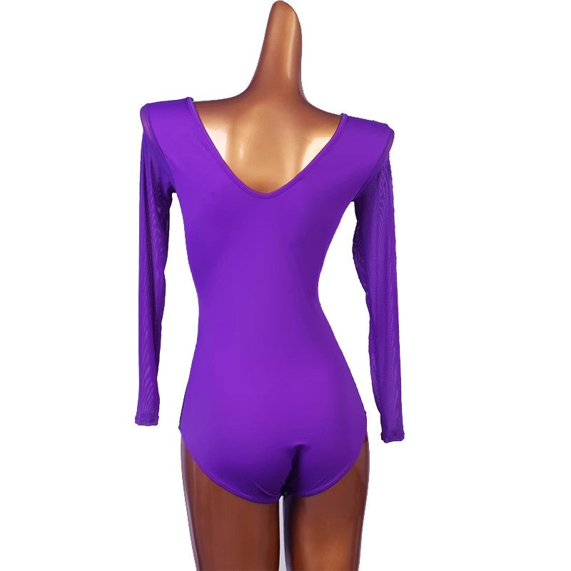 YZY Women's V-neck Long Sleeve Latin Dance Tops Ballroom Dance Wear