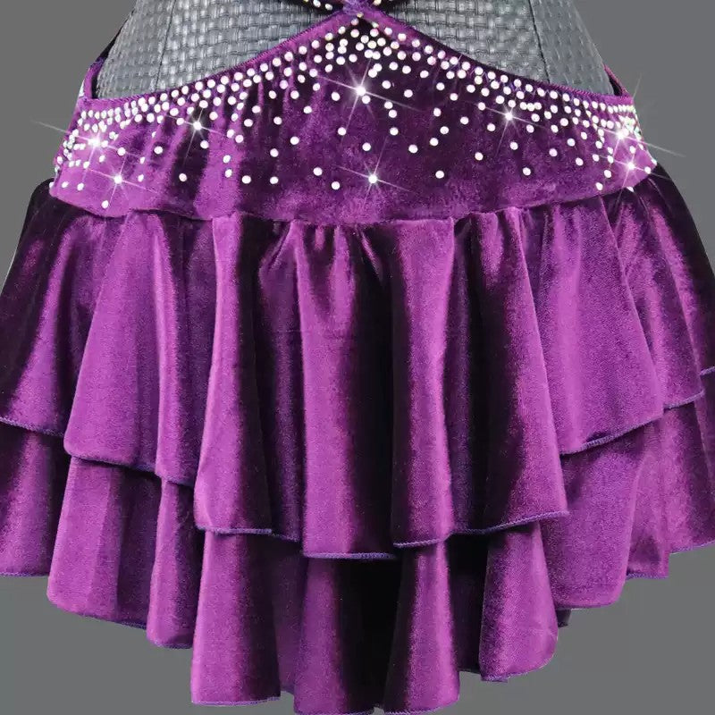 Customisable-Women's Purple Latin Dance Dress Professional Dance Stage Performance Wear