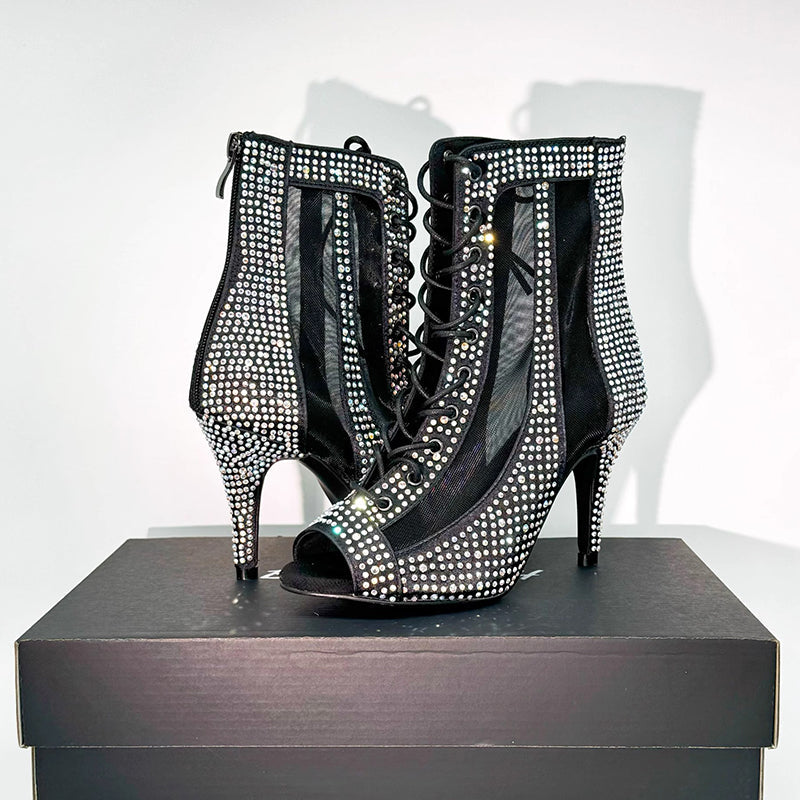 Women's Customized Heel Rhinestone Satin Customized Heels Dance Boots Jazz Salsa Dancing Shoes