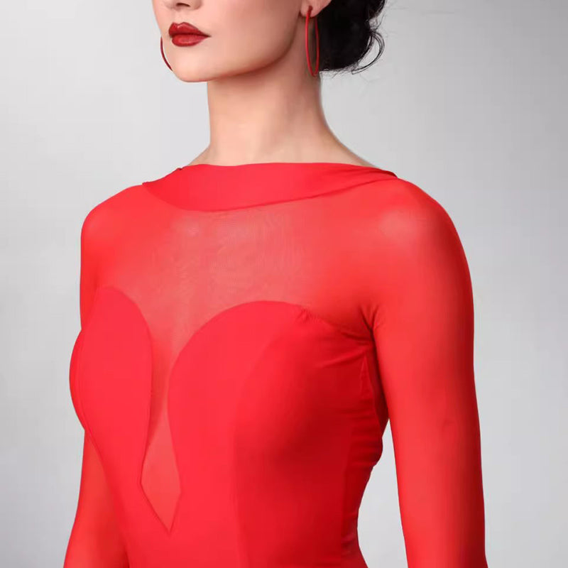 TID Customisable Women's Long Sleeve Dance Dresses Performance Competition Dancewear