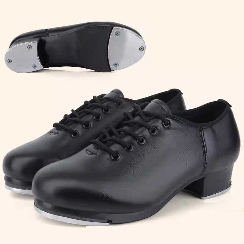 Unisex Leatherette 3.5cm Heel Tap Shoes With Lace-up Dance Shoes