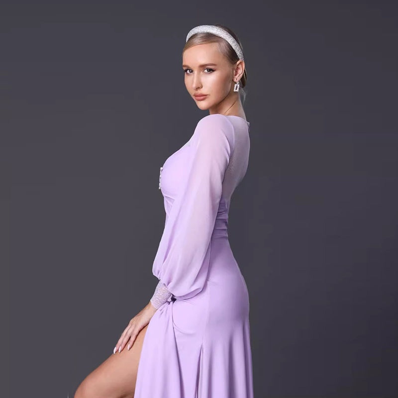 TID Customisable Women's Long Sleeve Dance Dresses Performance Competition Dancewear