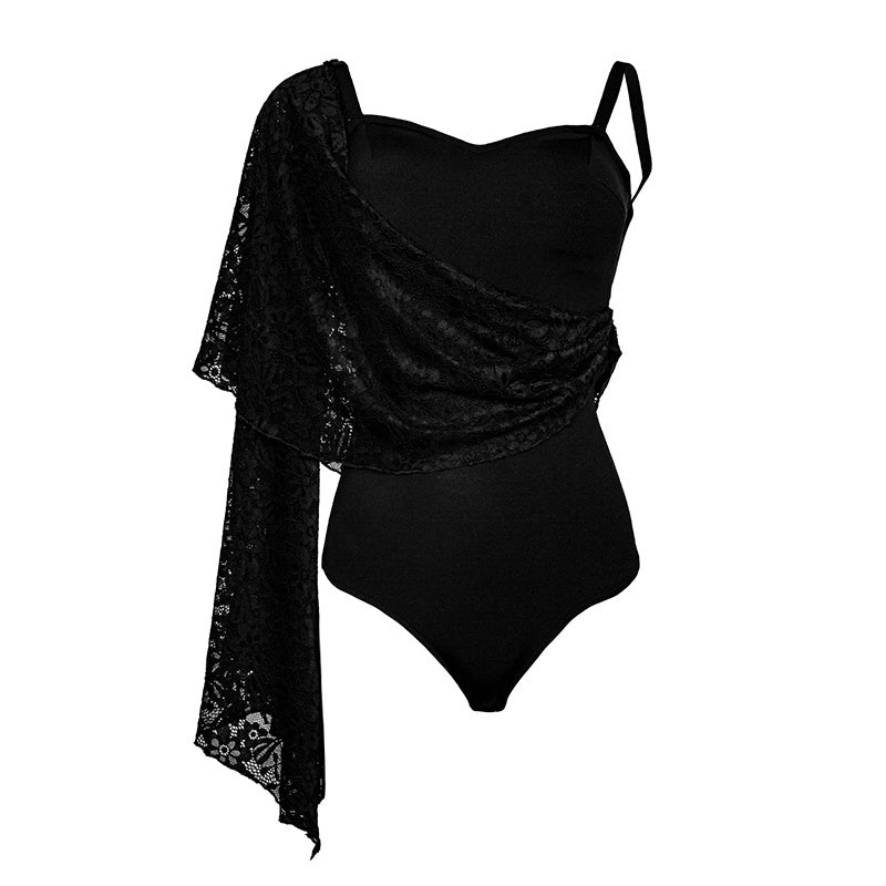TID Customisable Women's Black  Ballroom Bodysuit Dance Tops Dance Wear