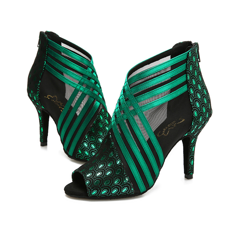 DS Women's Mesh Customized Heel Dance Boots Salsa Dance Shoes