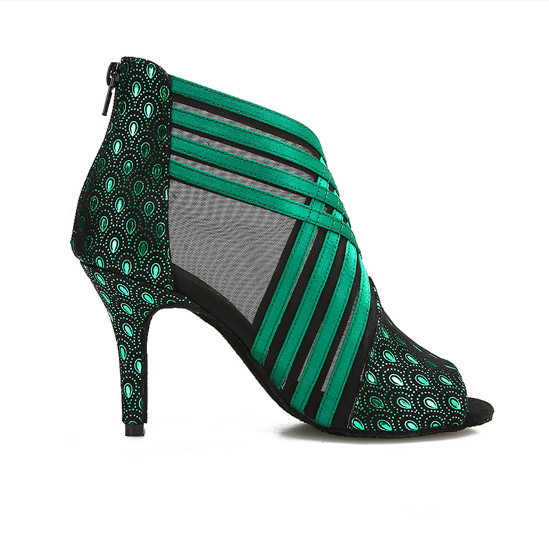 DS Women's Mesh Customized Heel Dance Boots Salsa Dance Shoes