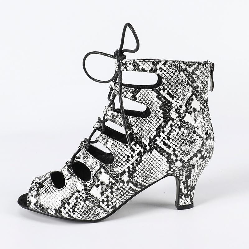 Women's Leatherette Rubber Sole Customized Heel Dance Boots Salsa Jazz Dance Shoes