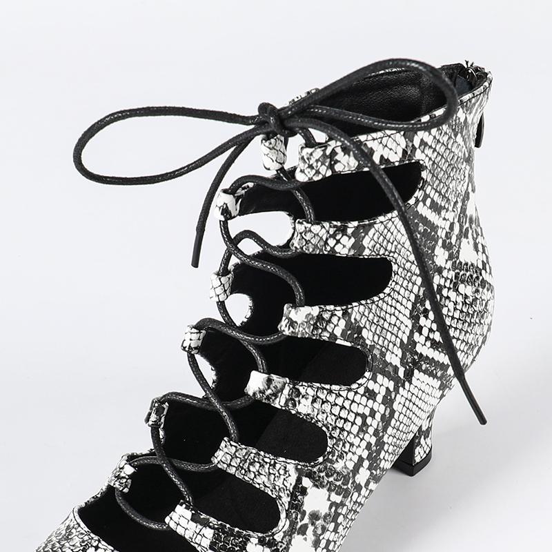 Women's Leatherette Rubber Sole Customized Heel Dance Boots Salsa Jazz Dance Shoes