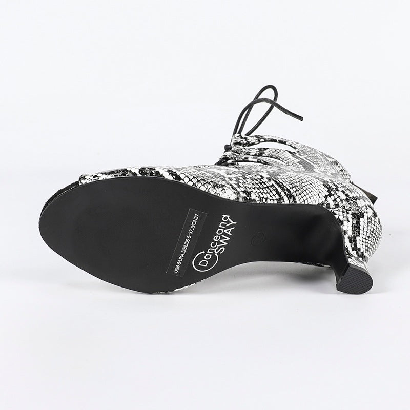 Women's Leatherette Rubber Sole Customized Heel Dance Boots Salsa Jazz Dance Shoes